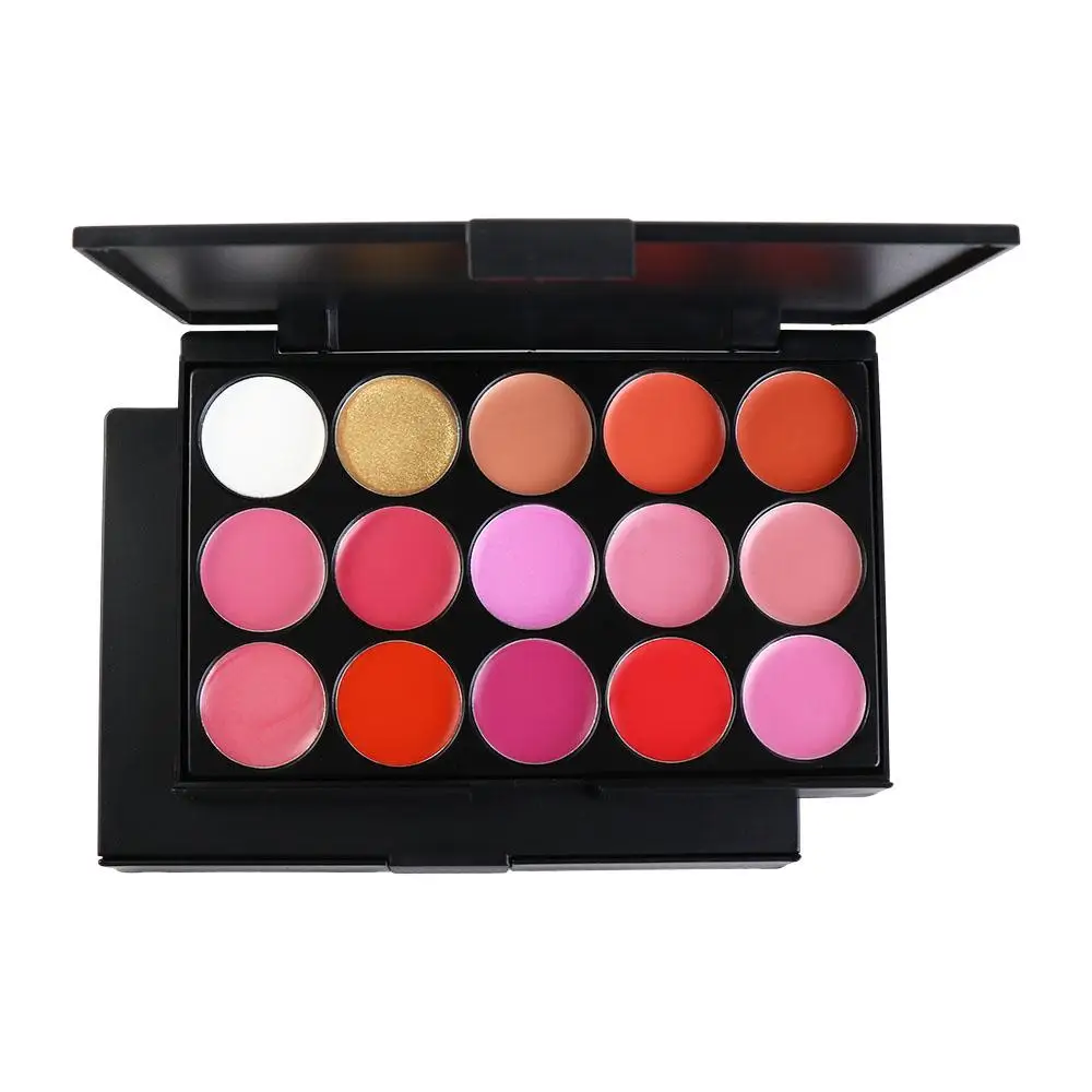 Beauty Non-Sticky Cup Matte Lipstick Palette Long Lasting Moisturizing 15 Color Lip Gloss Palette Nude Pink Red Female