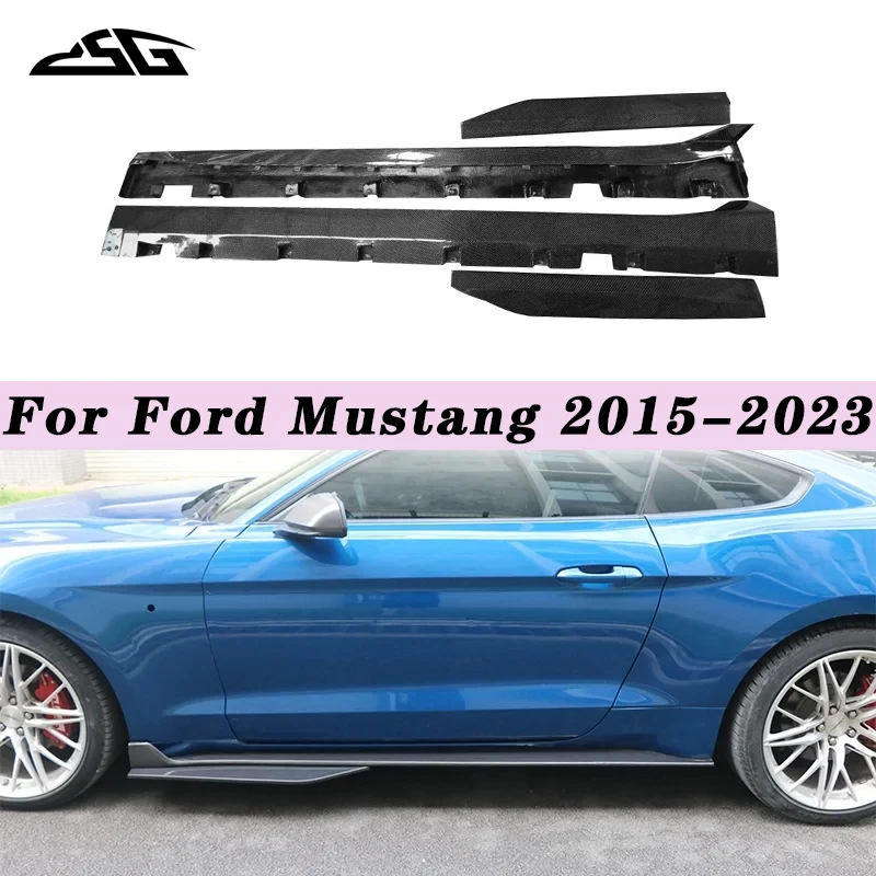

Для Ford Mustang 2015-2023 боковые юбки из углеродного волокна, боковой разветвитель, педаль порога GT500, автомобильные внешние аксессуары, комплект кузова