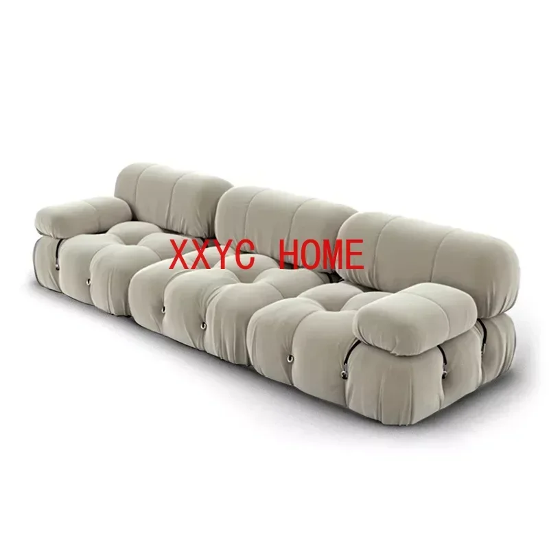 Minimal Lazy Sofa Fabric Re-engraving Classic Module Sofa Living Room Free Combination Square Lamb Velvet Home Furniture