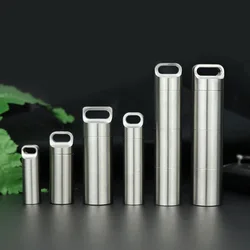 Waterproof Stainless Steel Capsule Outdoor Survival Pill Box Container Seal Bottle Medicine Storage Tank with Necklace