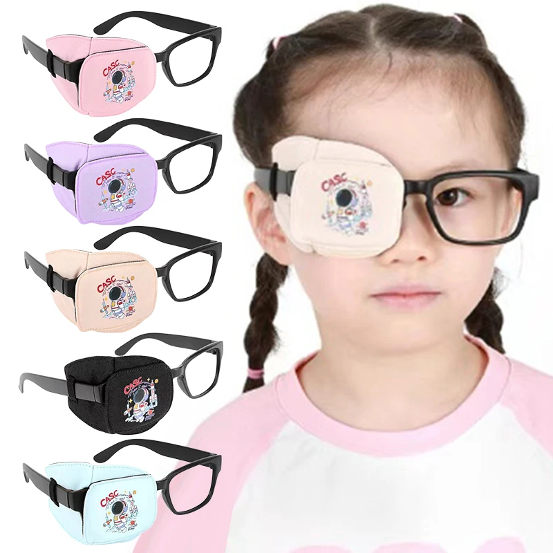 1 Stück Augenklappe für Kinder mit Amblyopie zur Behandlung von Strabismus, Brillentherapie, Korrekturbrille für Kinder, wiederverwendbar, weich