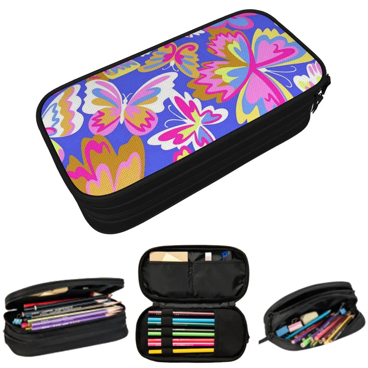 

Colorful Butterfly Pencil Case for Kids Gifts Pen Box Pencil Bag Stationery Supplies Pen Holder Bag