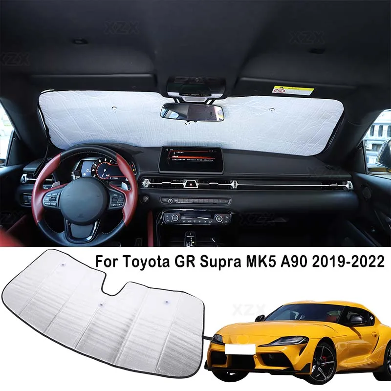 For Toyota GR Supra MK5 A90 2019-2022 Foldable Car Windshield Sun Shade Front Window Sunshade Cover Visor UV Protection Accessor
