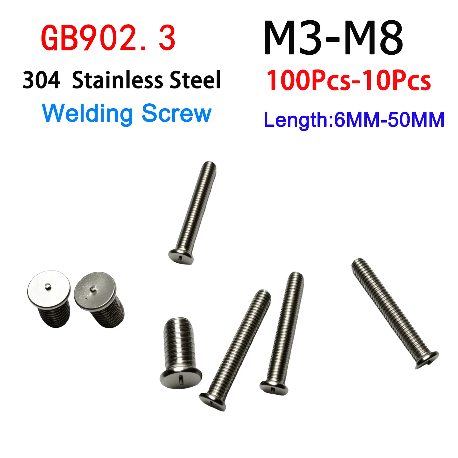 

10/20/25/50/100Pcs Spot Welding Screw M3 M4 M5 M6 M8 304 Stainless Steel Solder Point Bolt Weld Stud For Capacitor Discharge