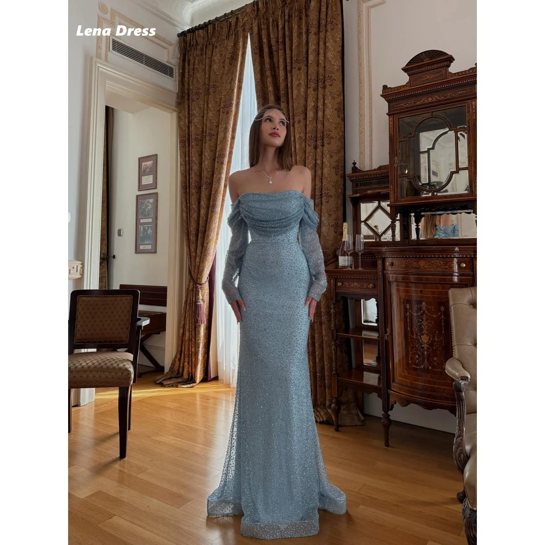 

Lena Wedding Party Dress Woman 2025 Вечерние платья с открытыми плечами для особых случаев Женские элегантные платья с вышивкой бисером