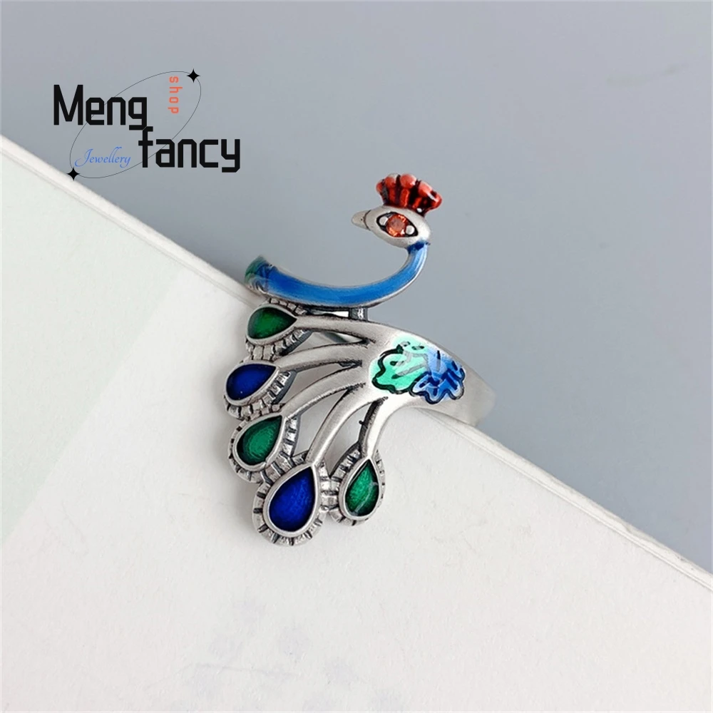 

Colorful Peacock Ring Female Live Mouth Blue Burning Craft Phoenix Original Design Ring Animal Fashion Exquisite Jewelry Luxury