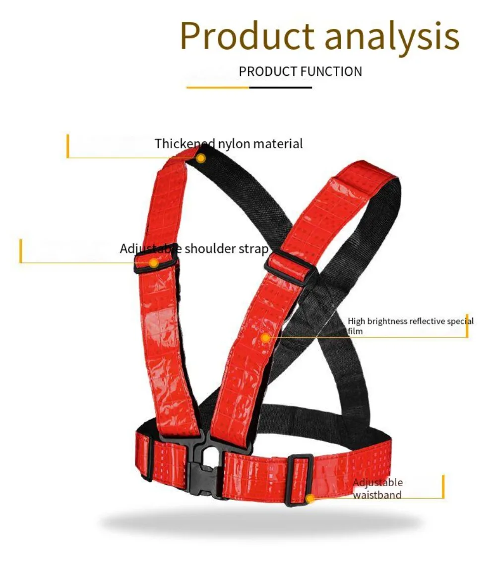 Safety Vest High Visibility Outdoor Reflective Belt Reflective Running Vest for Night Running Jogging Walking Cycling Wholesale