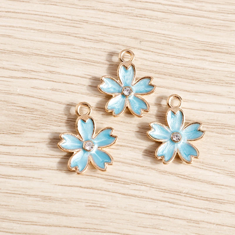 Tusember 20 Stück 14*17mm bunte, niedliche Sakura-Kirschblüten-Anhänger für handgefertigte Ohrhänger, Armbänder, Schmuckherstellung und Bastelarbeiten – Detail 6