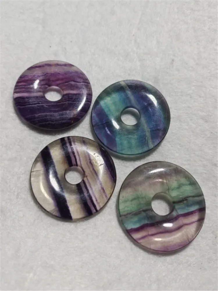 1PC Natural Fluorite Pendant Donut Shape Size 30MM 35MM Purple Stone Good Selling  Jewelry Making With Best Wholesale