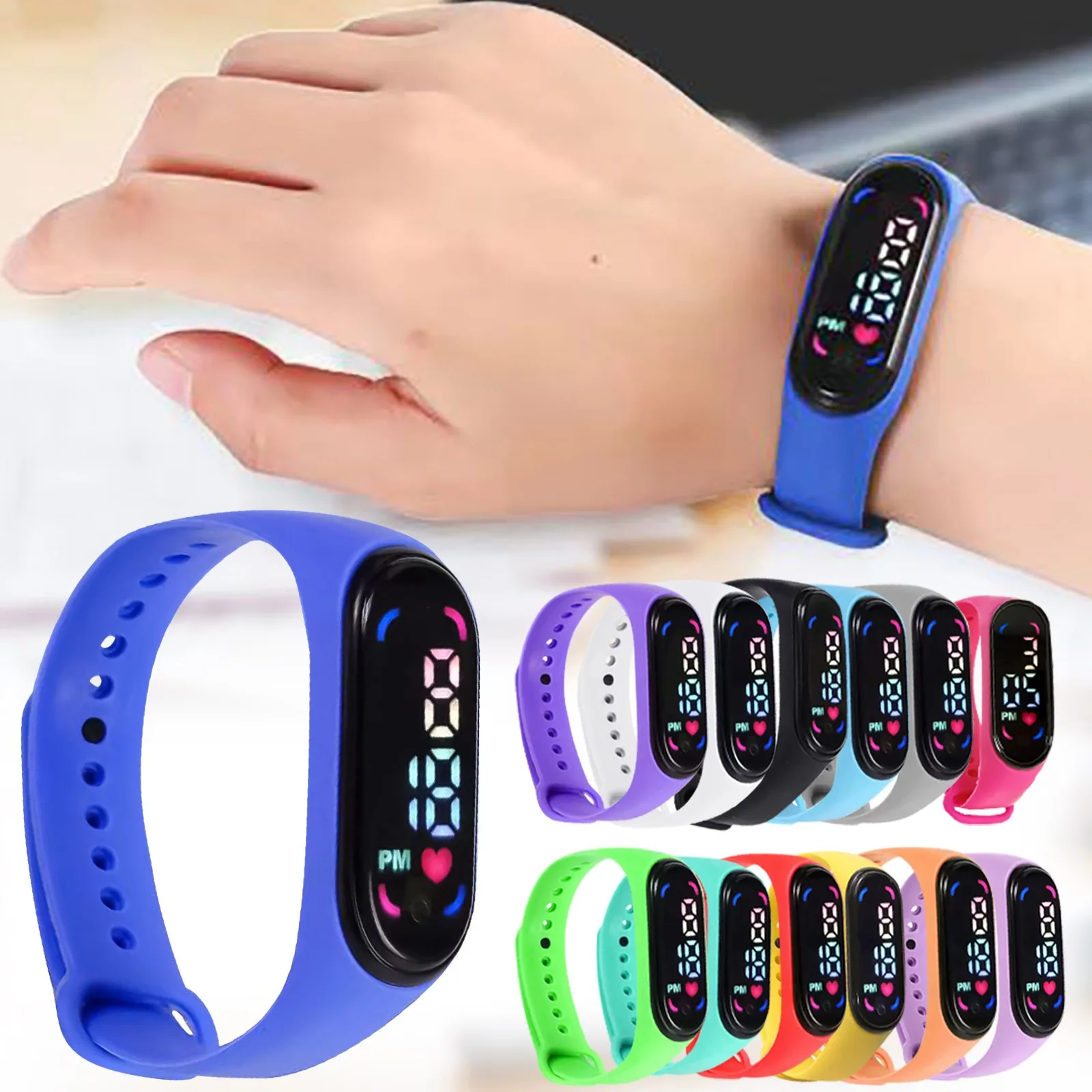 Children'S Sports Watch Cartoon Outdoor Casual Simple Bracelet Watch Life Waterproof Silicone Strap Electronic Wristwatch