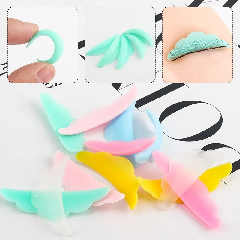 5Pairs Silicone Eyelash Lift Pads With Storage Box Scalloped Edge Lash Perm Shields Reusable Soft Eyelash Curling Makeup Tool