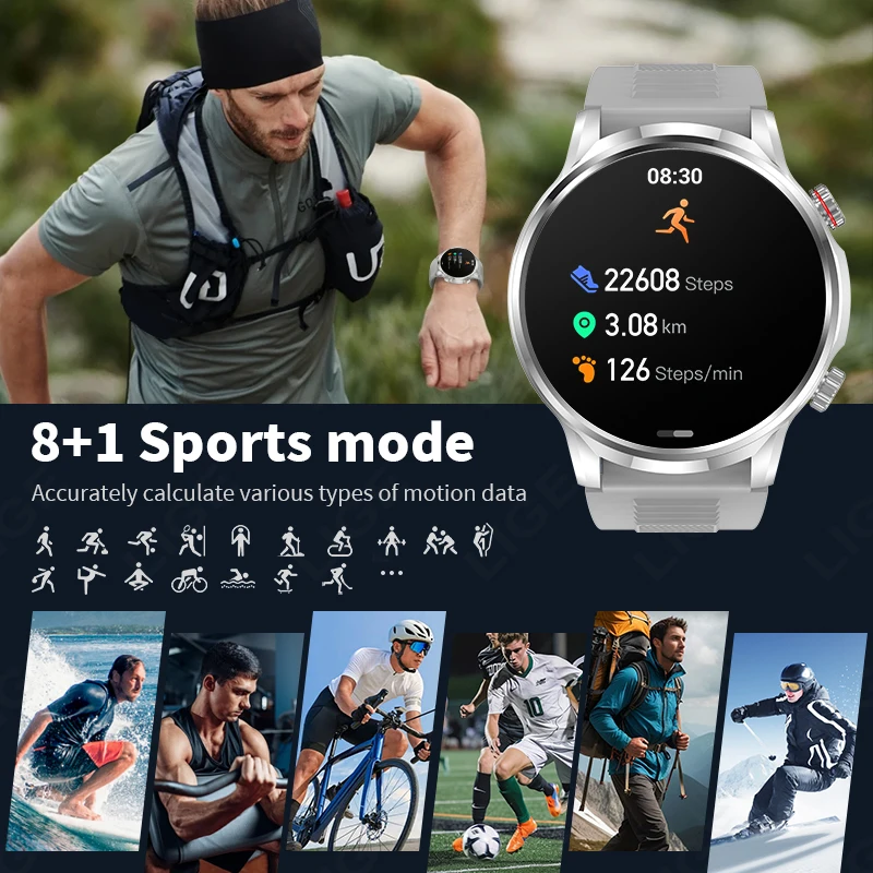 LIGE New Outdoor military GPS Smart Watch Men 1.95” HD Screen 500mAh IP68 Waterproof Bluetooth Call Smartwatch For Android ios