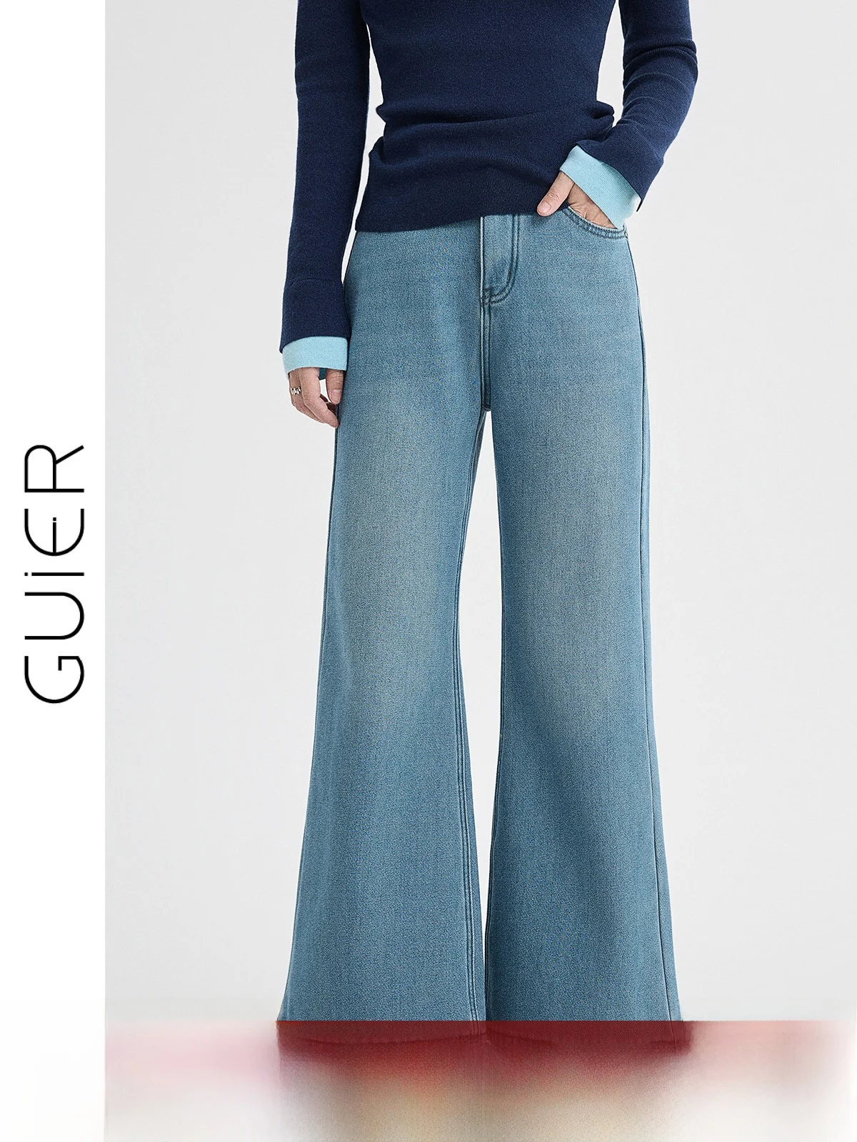 

High Waist Fce Lined Flared Jeans Women's Spring 2026 New Loose Casual Versatile Micro Flare Denim Pants by Guier