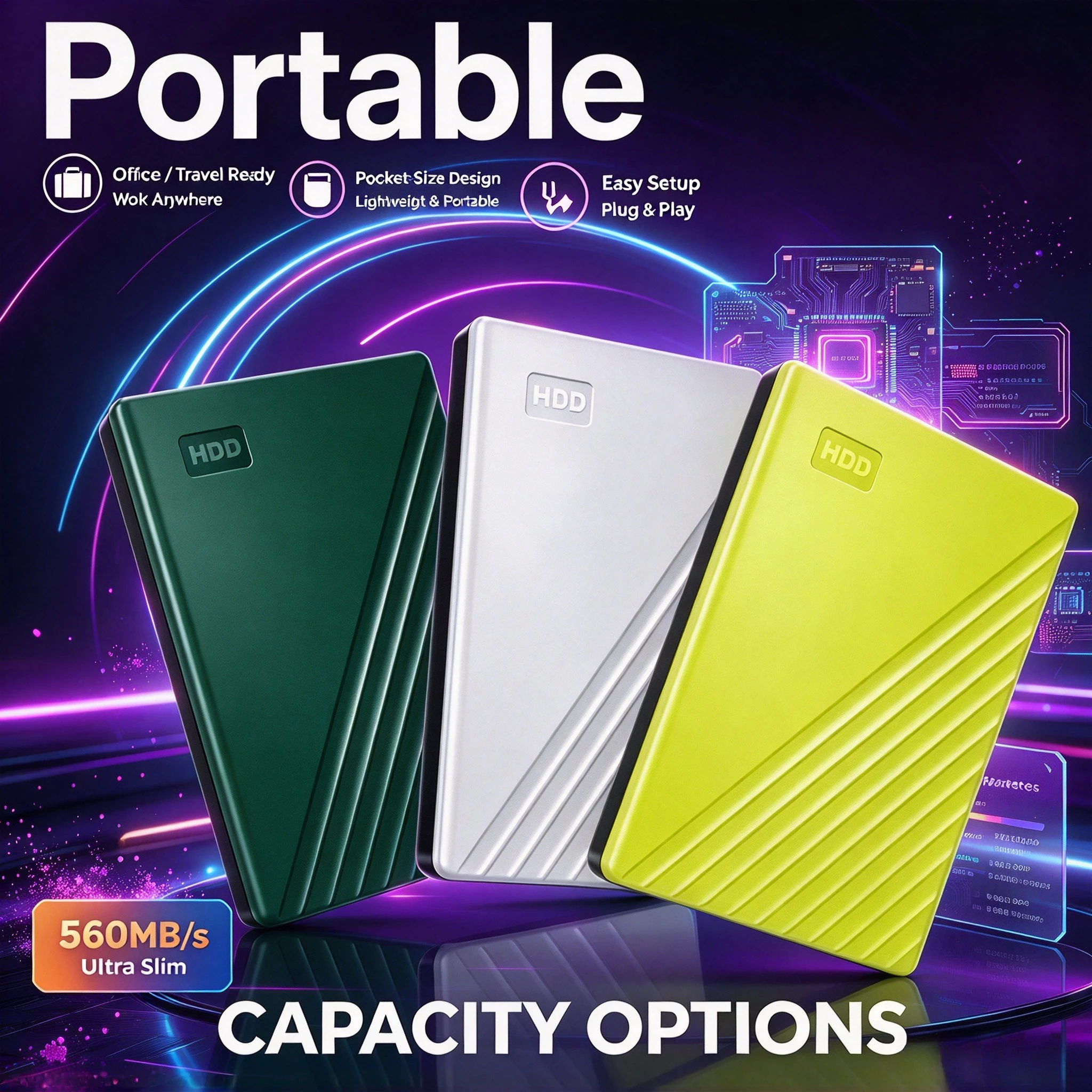 External Hard Drive,Fast Data Transfer, Multi‑Device Compatible Portable HDDDurable Storage Disk for Data Backup