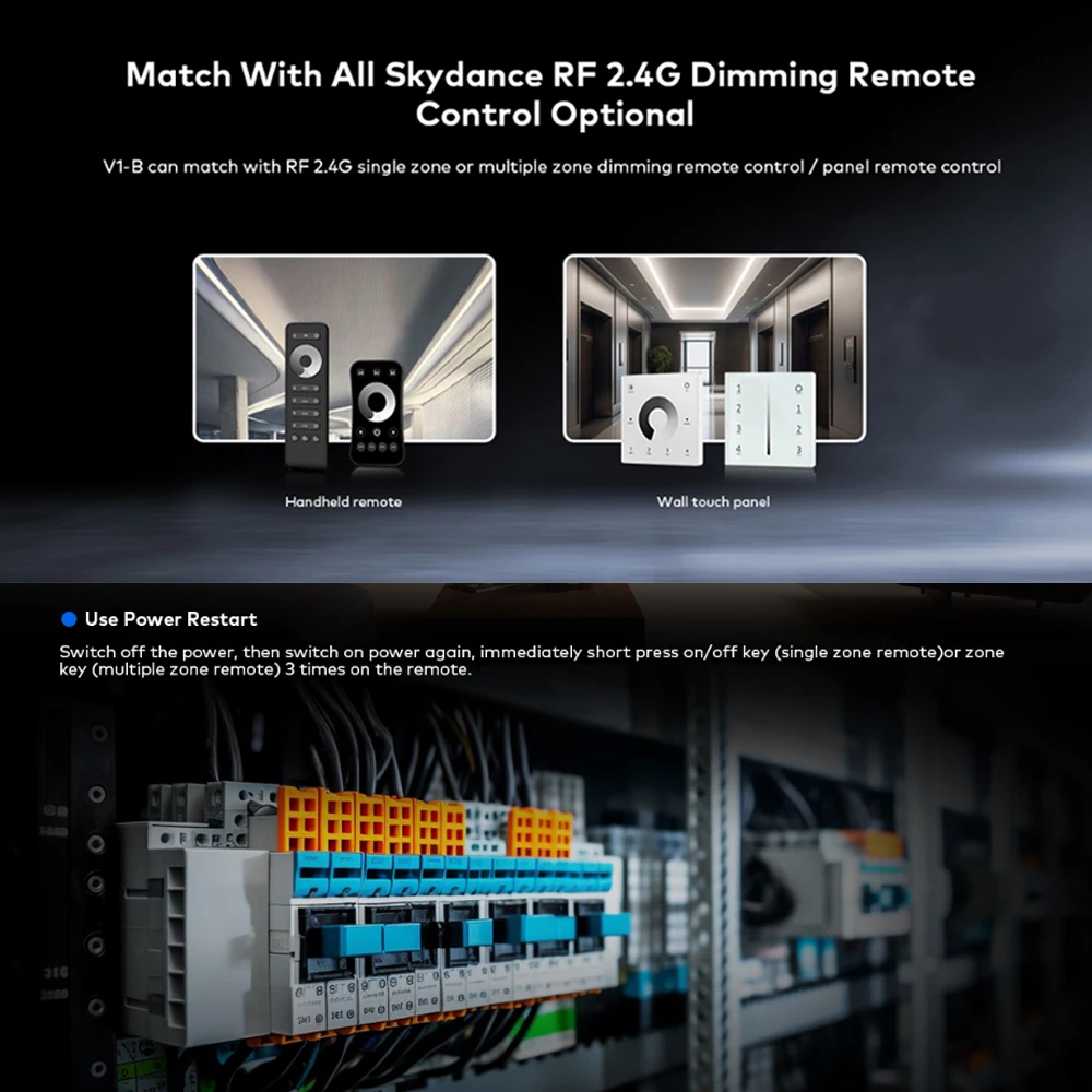 V1-B Dual knob LED Dimmer With Digital Display DC 12V 24V PWM Adjustable Frequency 2.4G RF Remote Control Single Color LED Strip