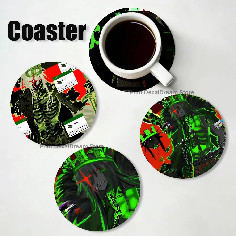 

1x1x1x1 2D Pattern round Wooden Coaster Decorative Coffee Cup for Use in Coffee Shops Bars Wine Beer