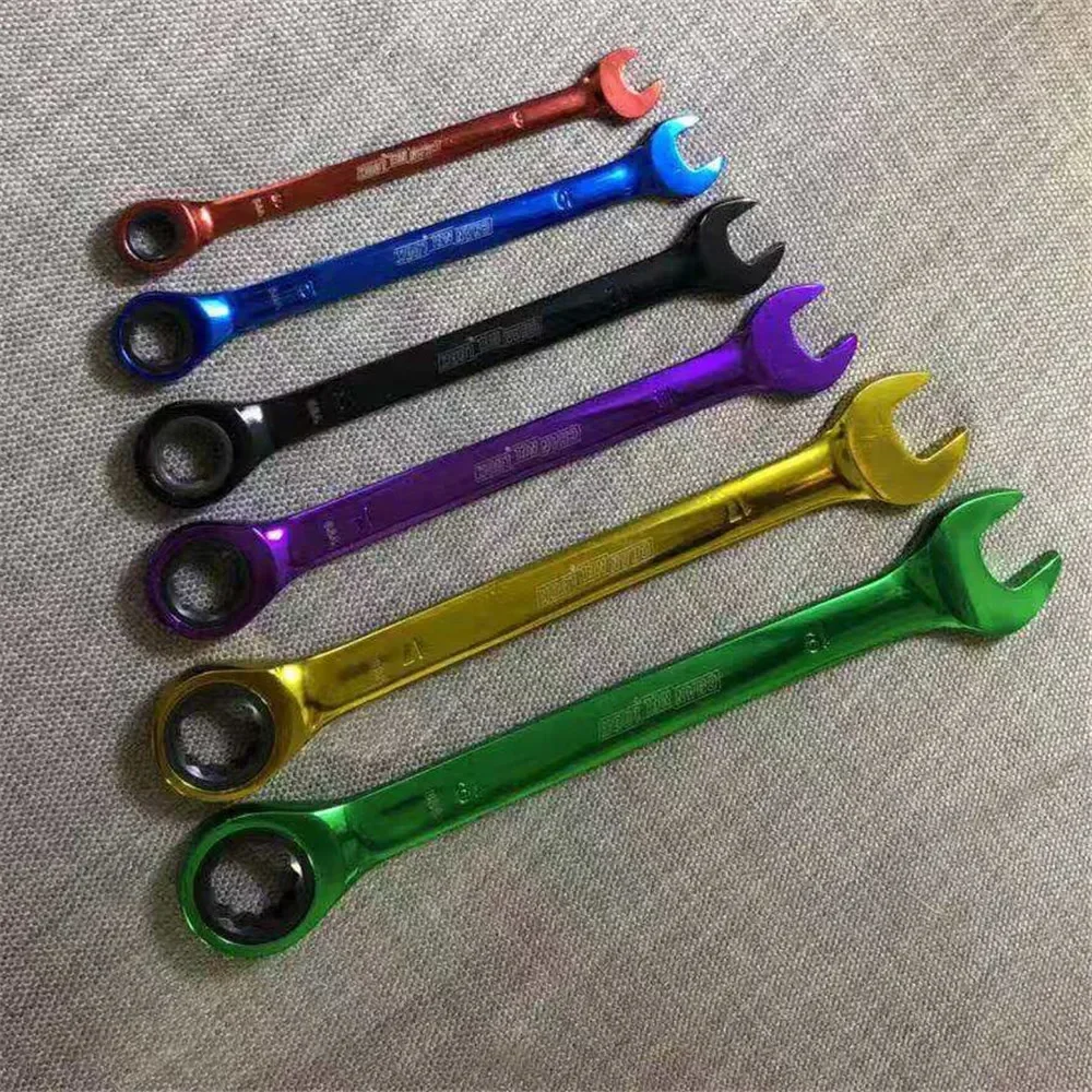 Color Ratchet Wrench Dual-purpose Open-end Activity Wrench 6pcs Hexagonal Wrench Hand Tools Hardware 8/10/12/14/17/19mm