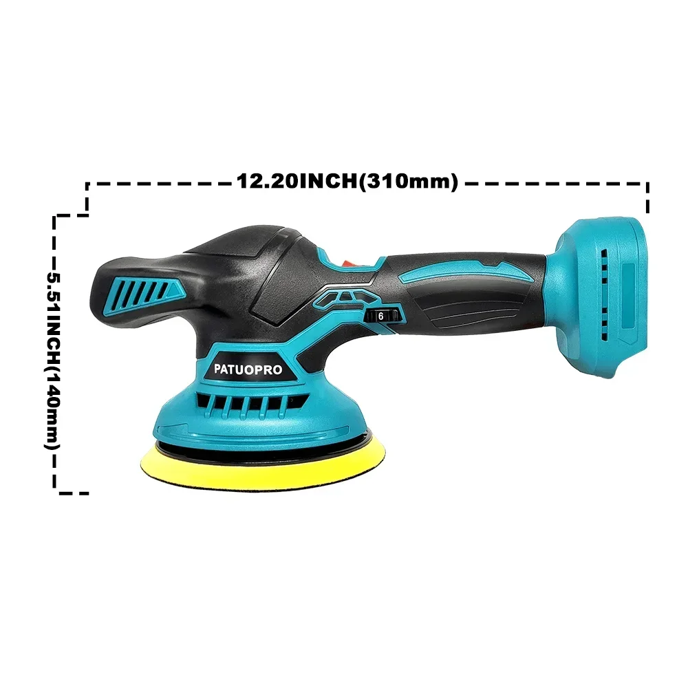 5000RPM 150mm Cordless Polisher 6Gears Rechargeable Car Polishing Machine Electric Rotary Tool For Makita 18V Battery(NoBattery)