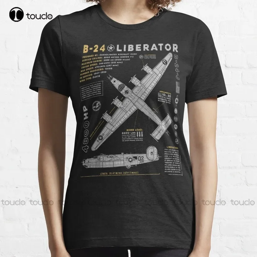 B-24 Liberator Liberator B 24J B24J Lib Bomber Bombers Aircraft Classic T-Shirt Mens Cotton T Shirts Custom Aldult Teen Unisex