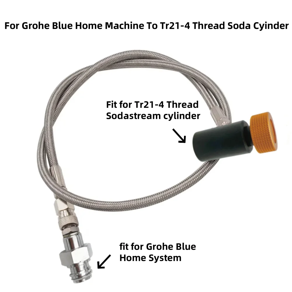 Quick Connect Gás Adapter Mangueira, Sodastream Grohe Blue Home Machine Maker para Tr21-4 Thread Soda Cilindro, CO2 Gás