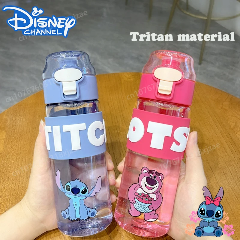 

Disney Stitch Elsa Kids Summer Straight Drink Cups Plastic Bottle Sports Kettle with Handle School Students Supplies Gifts