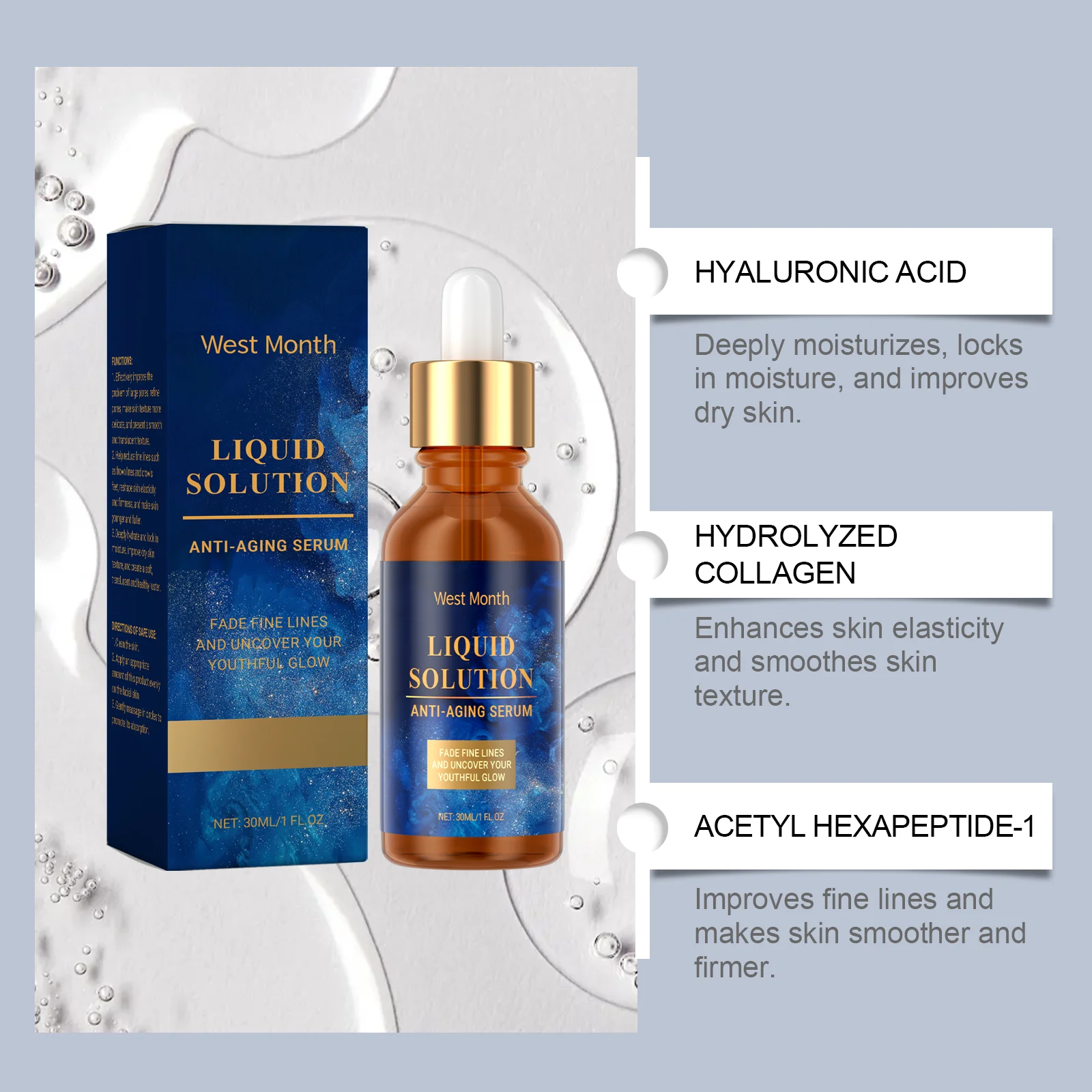 West Month Anti Aging Serum Whitening Firming Fade Fine Lines Hydrating Reduces Wrinkles Skin Repair Nourishing Skin Care Beauty