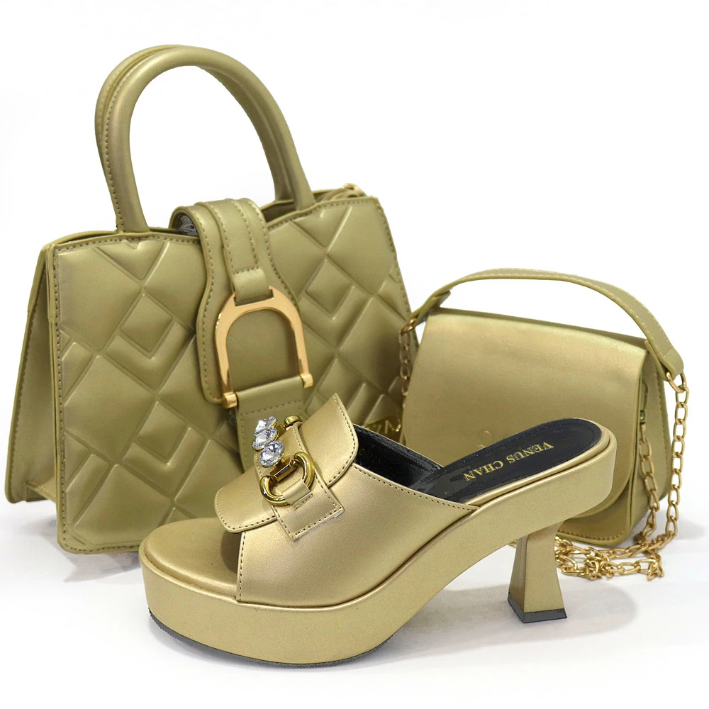 2023 New Arrival Fashion Europe USA Russia Shoes and Handbag Set Low Heels Factory Price Size 37 to 41