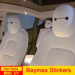 4pcs Baymax Seat Headrest Stickers For Tesla Model 3 Y S X 2025 2024 - 2017 Eyes Decal Christmas Gifts Car Interior Accessories