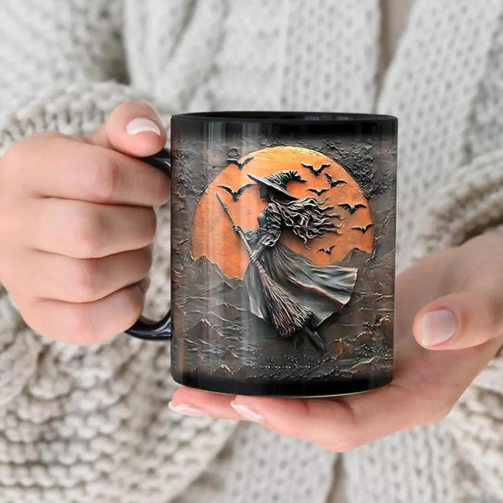 Witch Tea Cup 325ml Halloween Mugs Ceramic Breakfast Cup For Morning Routine Birthday Party Weekend Leisure Relaxing Moments