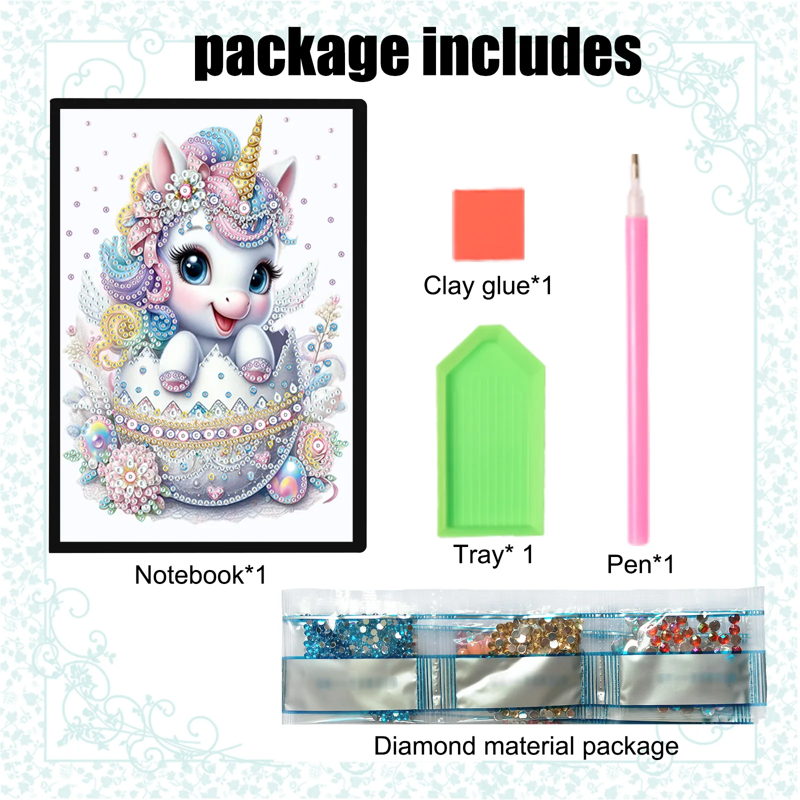 مجموعات دفتر الرسم الفني الماسي ، دفتر النقاط الماسية اللطيف على شكل وحيد القرن DIY للبالغين ، المجلات للهدايا المكتبية المنزلية الإبداعية #3