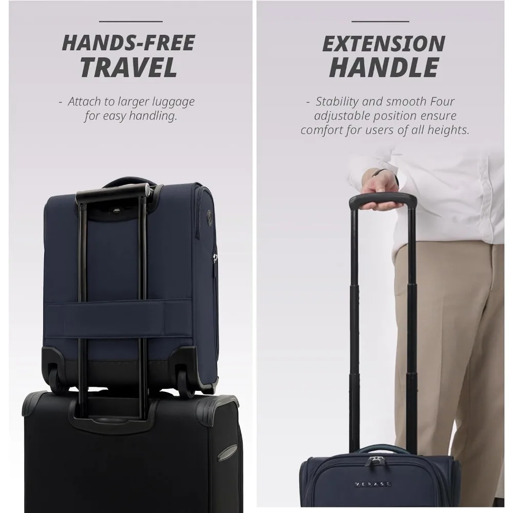 Bolsa de bagagem de mão compacta e extensível com rodas para viagens curtas e viagens aéreas