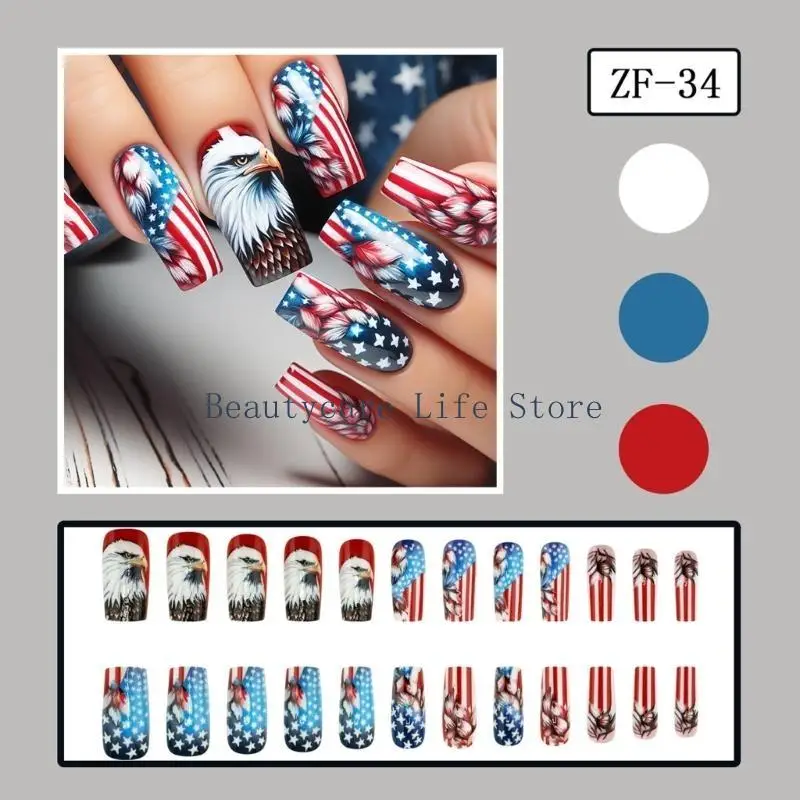 652C 24PCSお祝いやパーティーのためのスターネイルアートとネイル上のファッショナブルなプレス