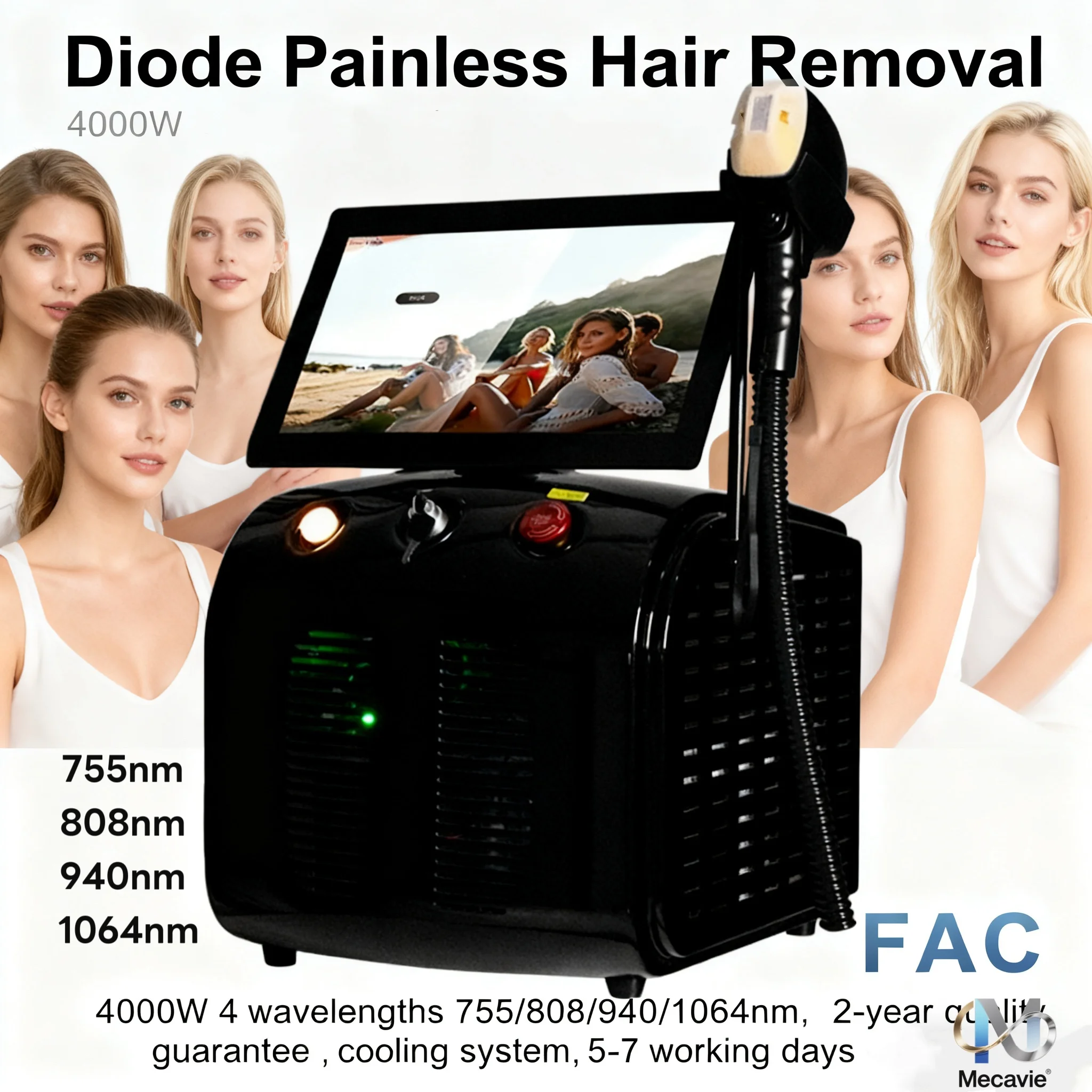 

808nm Diode Laser Hair Removal Machine Permanent Ice Cooling Laser Beauty Equipment Large Screen EU Warehouse