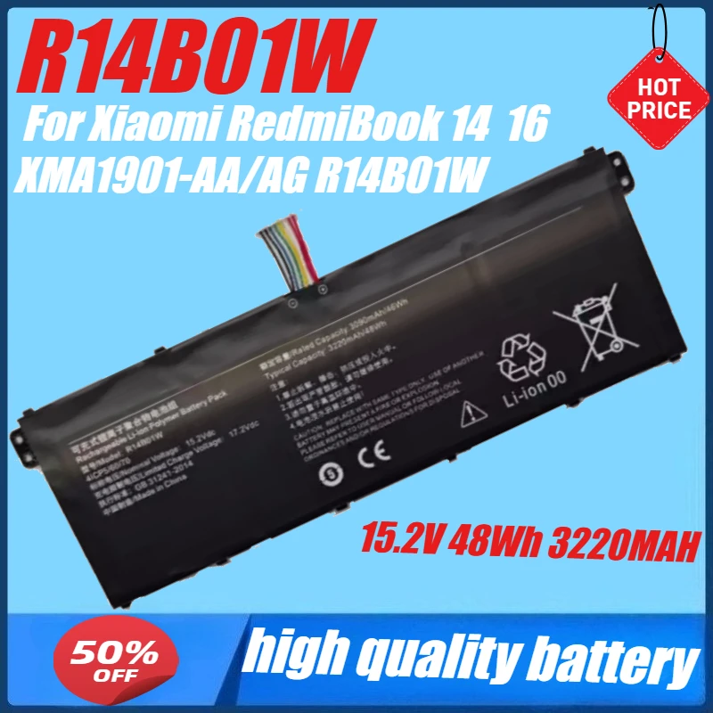 15.2V 48Wh 3220mAh Laptop Battery R14B01W for Xiaomi RedmiBook 14  16 XMA1901-DA/DG/DJ  XMA1901-AA/AG