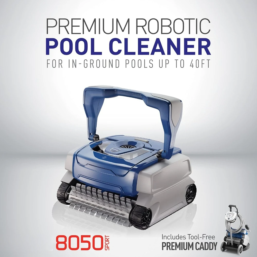 8050 Sport Robotic Pool Cleaner, Automatic Vacuum for InGround Pools up to 40ft, Wall Climbing Vac w