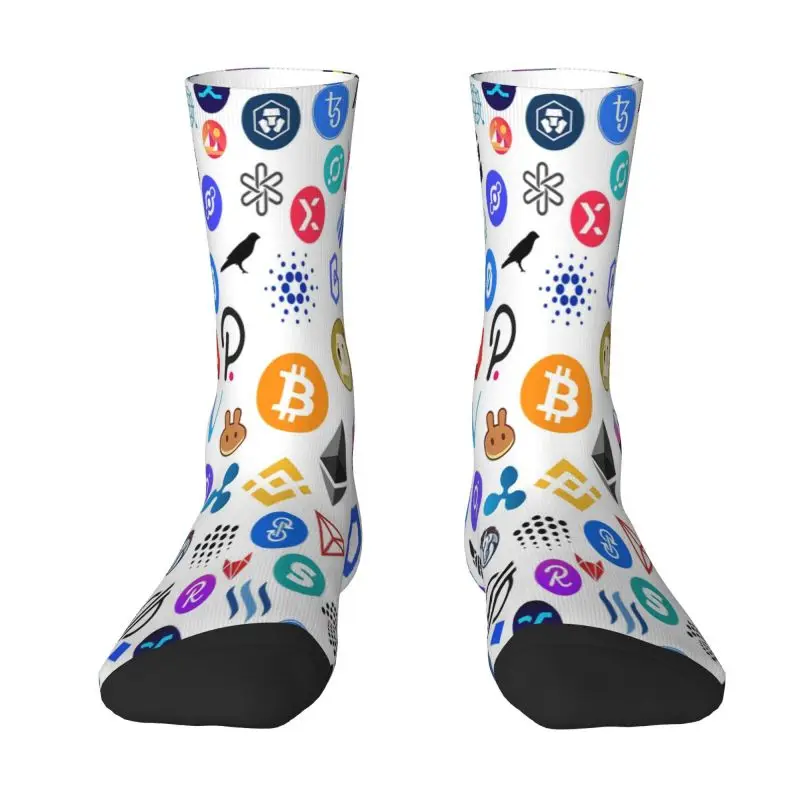 

Cryptocurrency Blockchain Symbol Crew Socks Unisex Novelty Bitcoin Spring Summer Autumn Winter Dress Socks