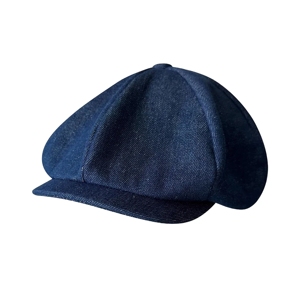 2023 Men\'s Octagonal Hat Casual Solid Eight-blade Berets Denim Newsboy Cap Women Painters Hat  NC17