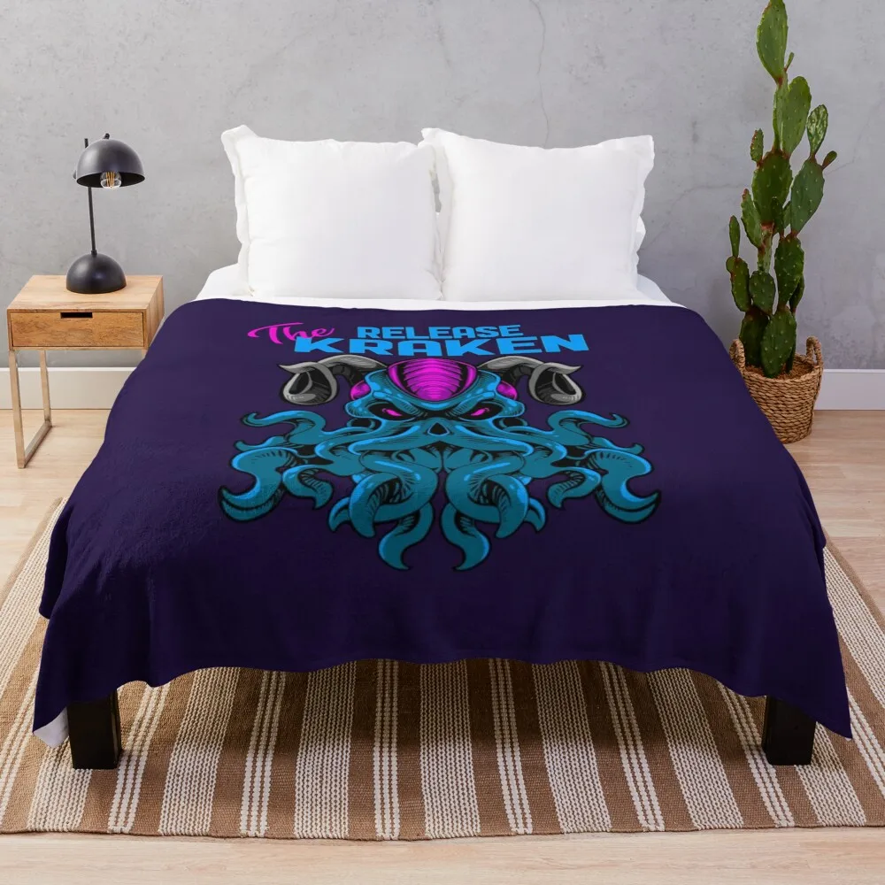 

Kraken Sea Monster Vintage Release the Kraken Giant Kraken Throw Blanket Designers Furry Single Blankets