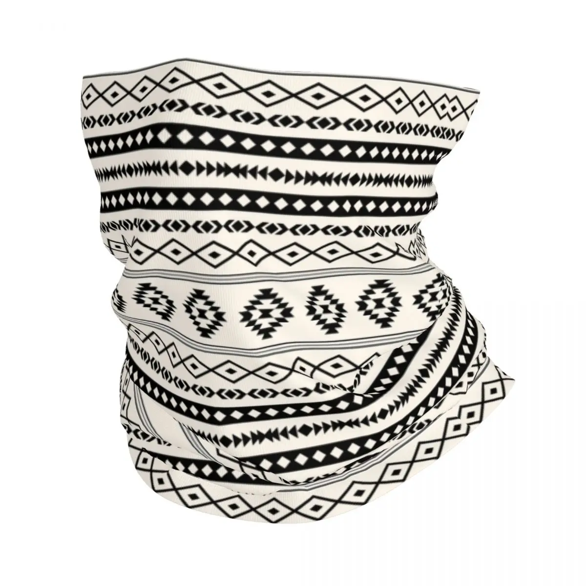 Bohemian Aztec Bandana Neck Cover Print Cream Mixed Motifs Balaclavas Wrap Scarf Headwear Hiking for Men Women Adult Breathable