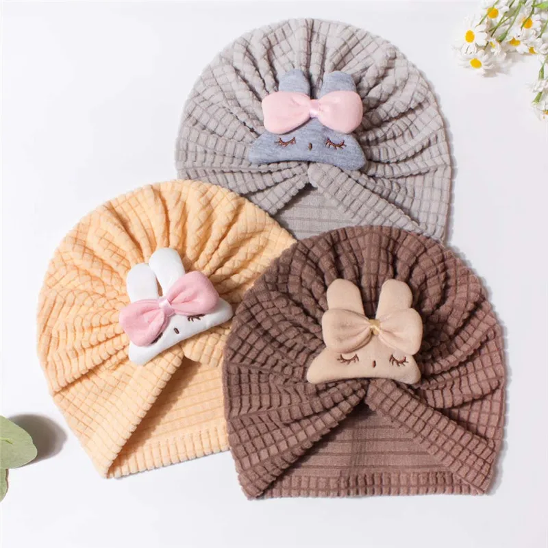 قبعة الطفل لطيف القوس عقدة عمامة الوليد قبعة هندية جميلة الفتيات إكسسوارات الشعر غطاء الرأس المرن #4