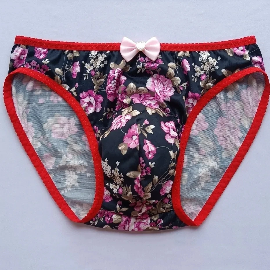 Handmake Man's T-Briefs Flower Graphics Sexy Panties Live Show Dance DJ Club Bar FKK Private Party BF Gifts Harajuku