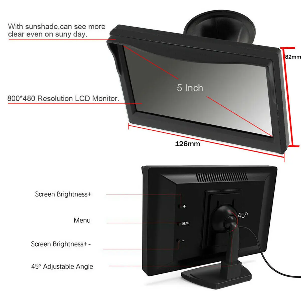 Wireless 18led IR Backup Camera with 5\