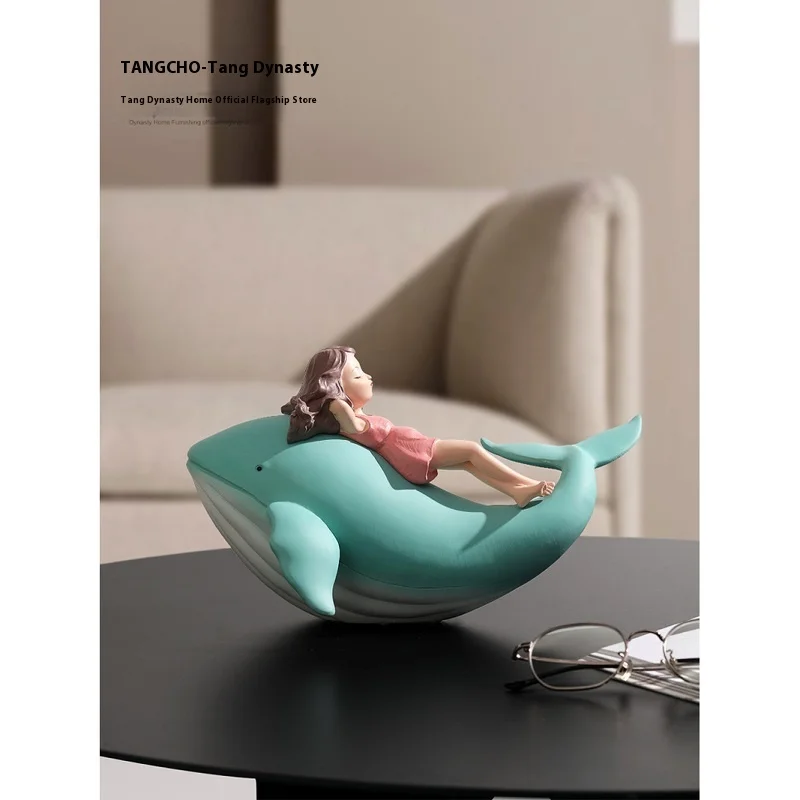 Modern Simple Healing System Small Whale Girl Ornaments Desktop Objects Home Decorations To Enhance Happiness New Year Gifts