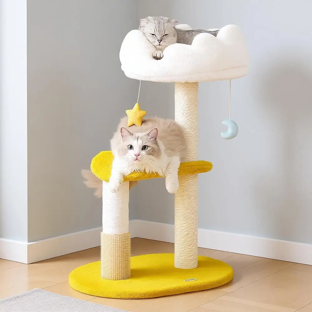 

31.5in Multi-Level Indoor Cat Tower with Scratching Posts, Viewing Perch, Removable & Washable Cushions, Cat Activity Tree with