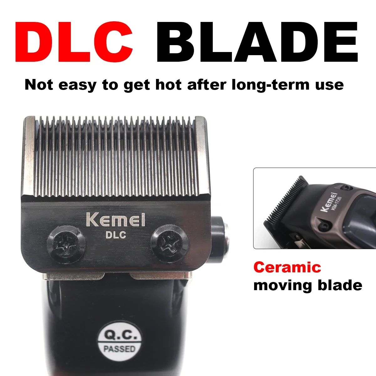 KEMEI KM-1726 Hair Clippers Men Professional with DLC Blade 10000RPM Magnetic Vector Motor Professional Hair Cutting Machine