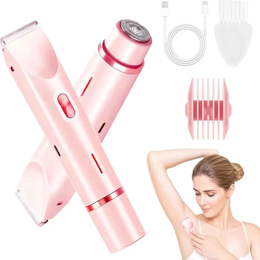 

Women Electric Shaver Dual Head Bikini Trimmer Waterproof Body Hair Trimmer Facial Hair Remover for Bikini Underarm Leg Arm