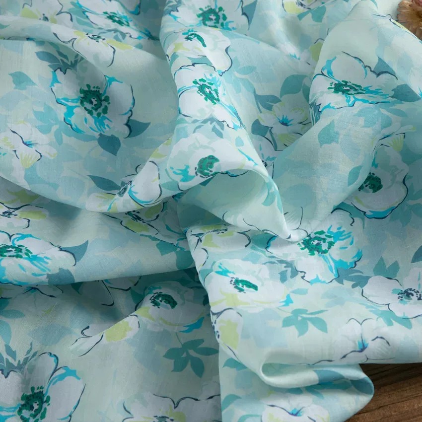 

1yardPoint printing fabric for patchwork gowns,dresses,trousers,shirts cheongsam sewing High quality ramie fabric