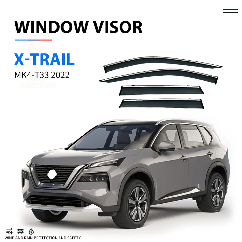 

Chrome Strips Rain Guards for NISSAN X-TRAIL Rogue T33 2022-2023 Window Visor Wind Deflectors Door Visor Vent Shades