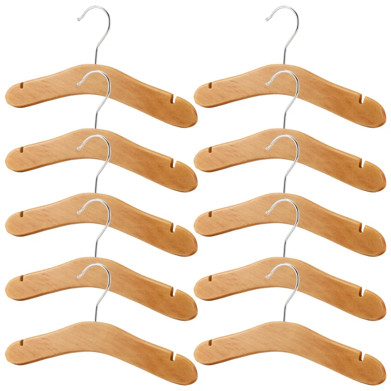 ABWR-Wooden Baby Hangers,Kids Hangers,Notched Shoulder Design For Children Clothes,Decoration Hanger,10 Pack