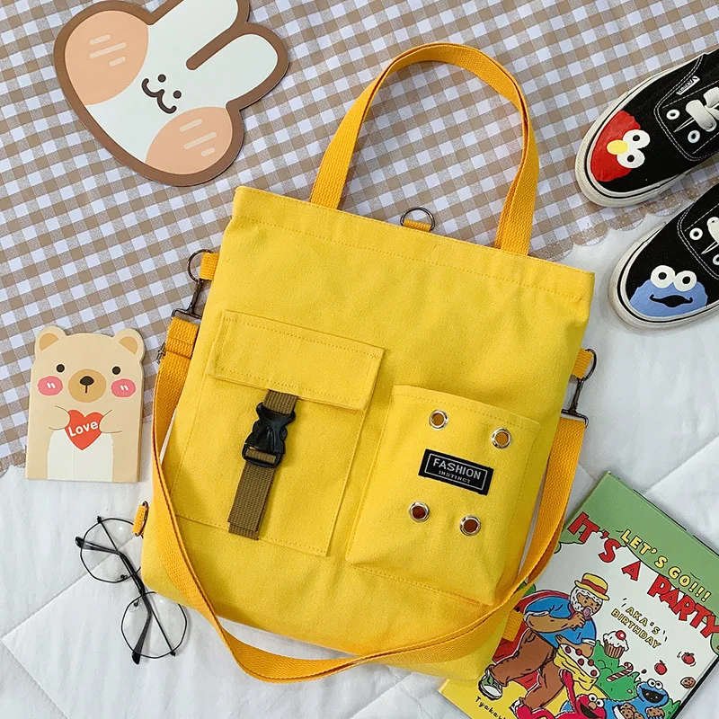 Women\'s Backpack Crossbody Student Canvas Bag One Shoulder Large Capacity Class Bag Tote Bag Canvas Bag Cute Animal Cartoon Bag